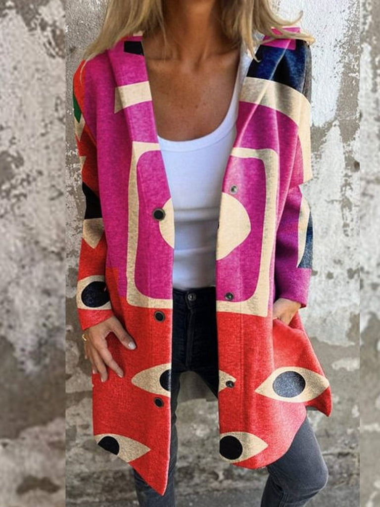 Loose Long Sleeve Abstract Fashion Regular Jacket
