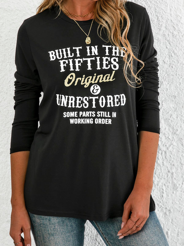 Casual Crew Neck Long Sleeve Letter Regular T-Shirt