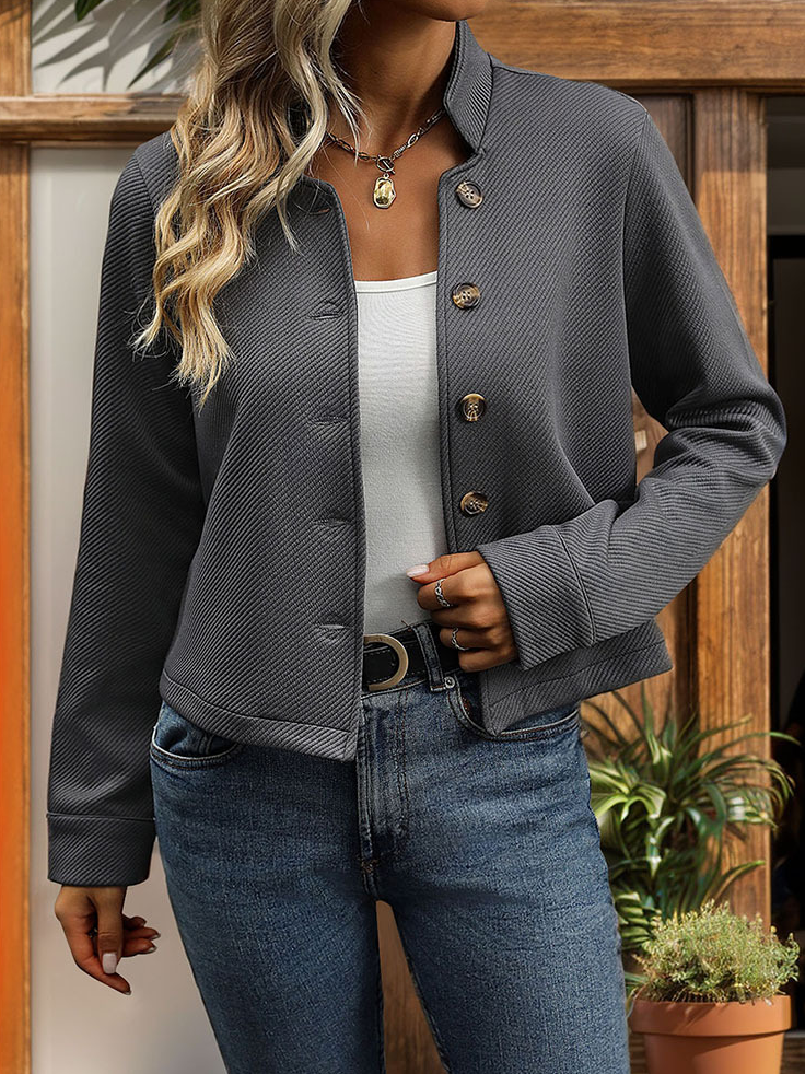 Loose Long Sleeve Plain Fashion Regular Jacket