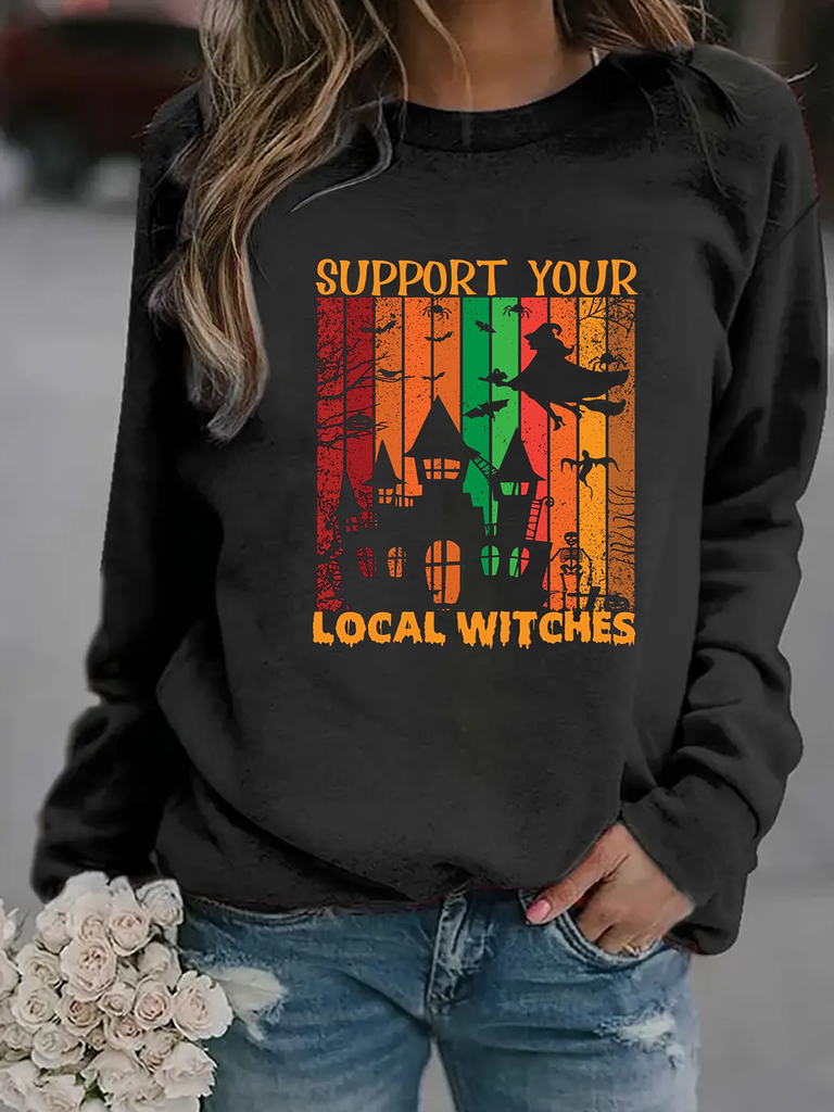 Casual Crew Neck Long Sleeve Text Letters Fashion Regular Sweatshirt