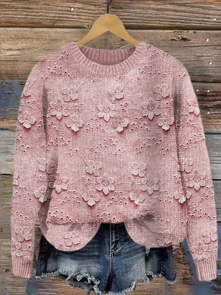 Fashion Crew Neck Long Sleeve Floral Casual Regular Sweatshirt