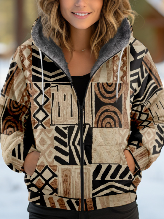 Loose Hoodie Long Sleeve Geometric Fashion Regular Jacket