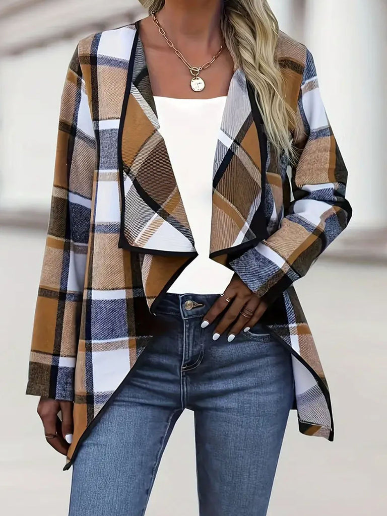 Loose Long Sleeve Plaid Fashion Regular Jacket