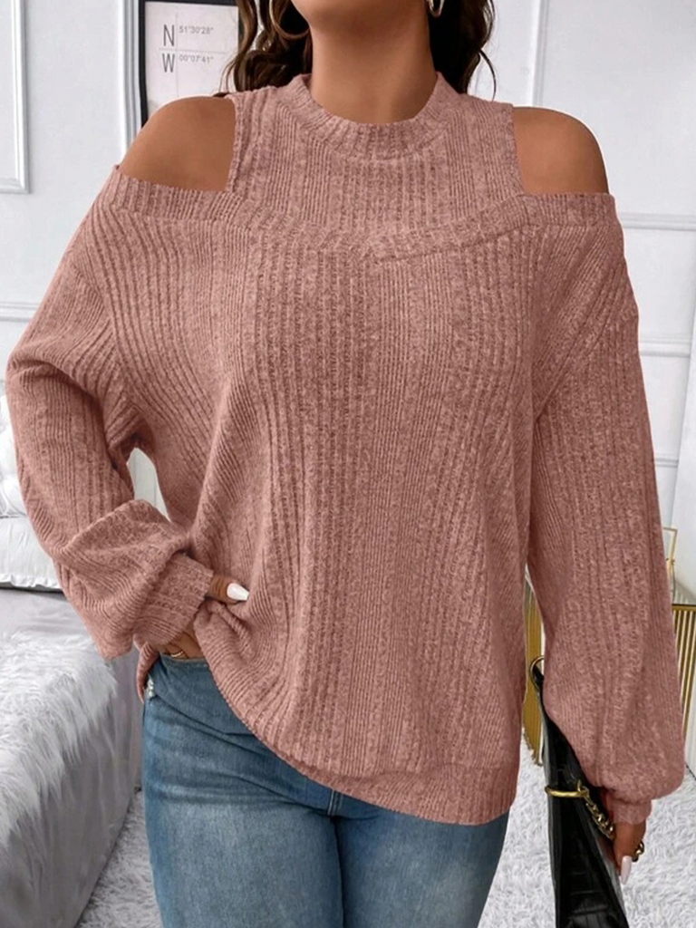 Fashion Crew Neck Long Sleeve Plain Loose Regular Blouses