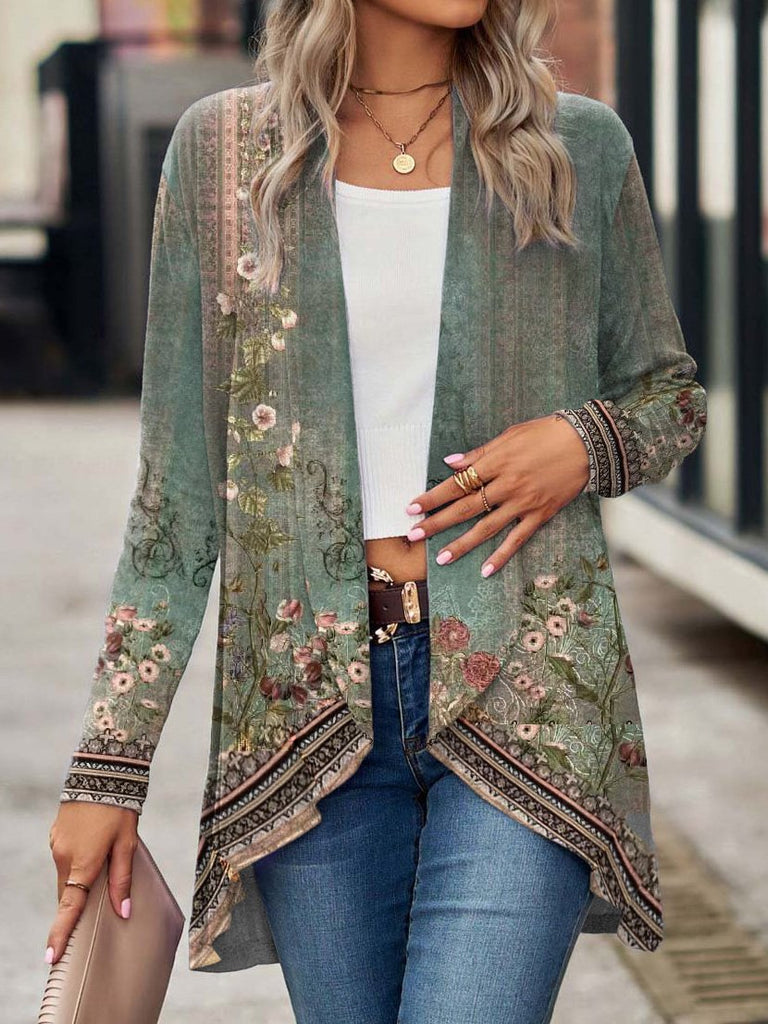 Plus Size Fashion Long Sleeve Ethnic Loose Regular Coat