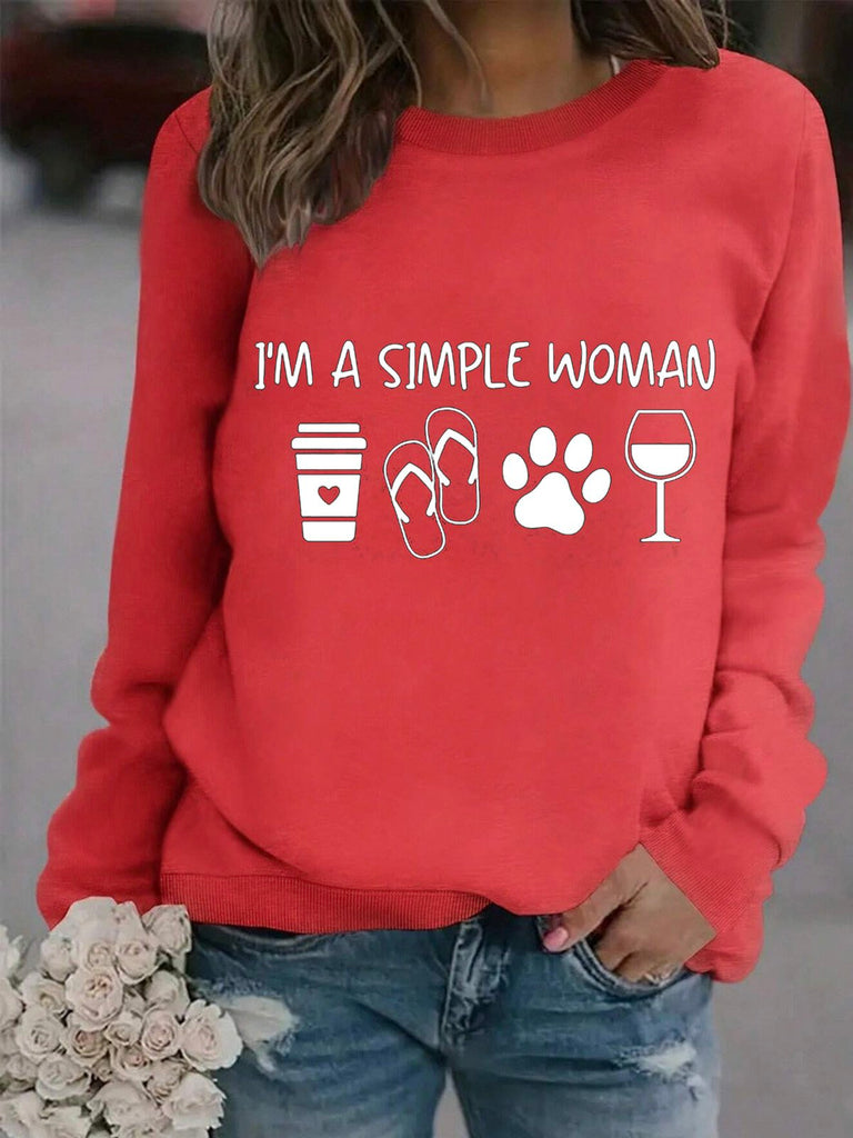 Casual Crew Neck Long Sleeve Text Letters Fashion Regular Sweatshirt
