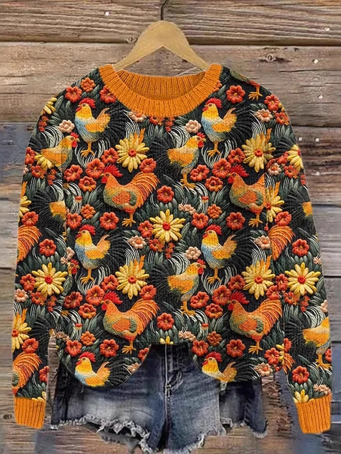 Fashion Crew Neck Long Sleeve Turkey Casual Regular Sweatshirt