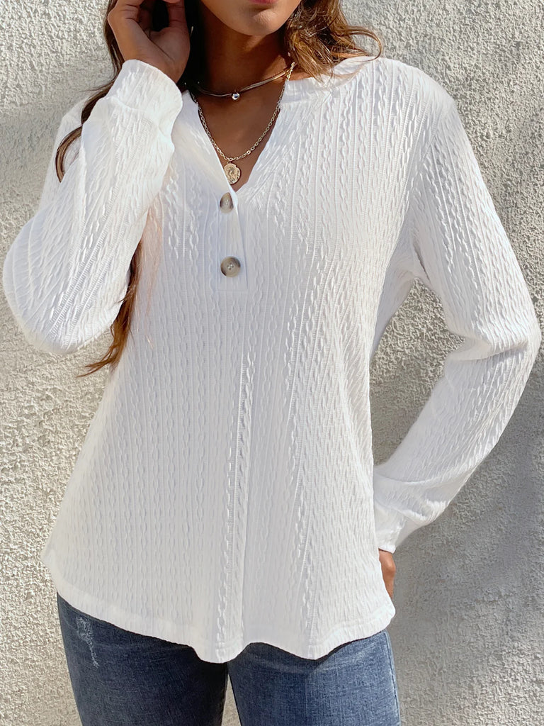 Loose Long Sleeve Notched Plain Fashion Regular Shirt