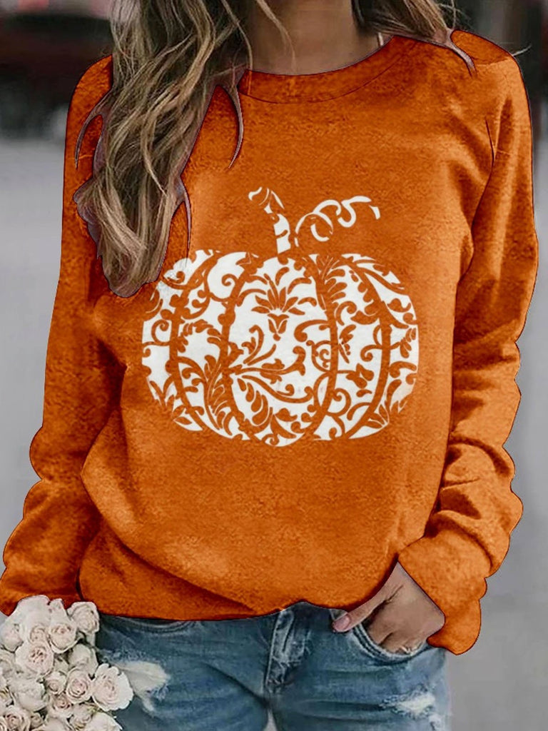 Fashion Crew Neck Long Sleeve Halloween Casual Regular Sweatshirt
