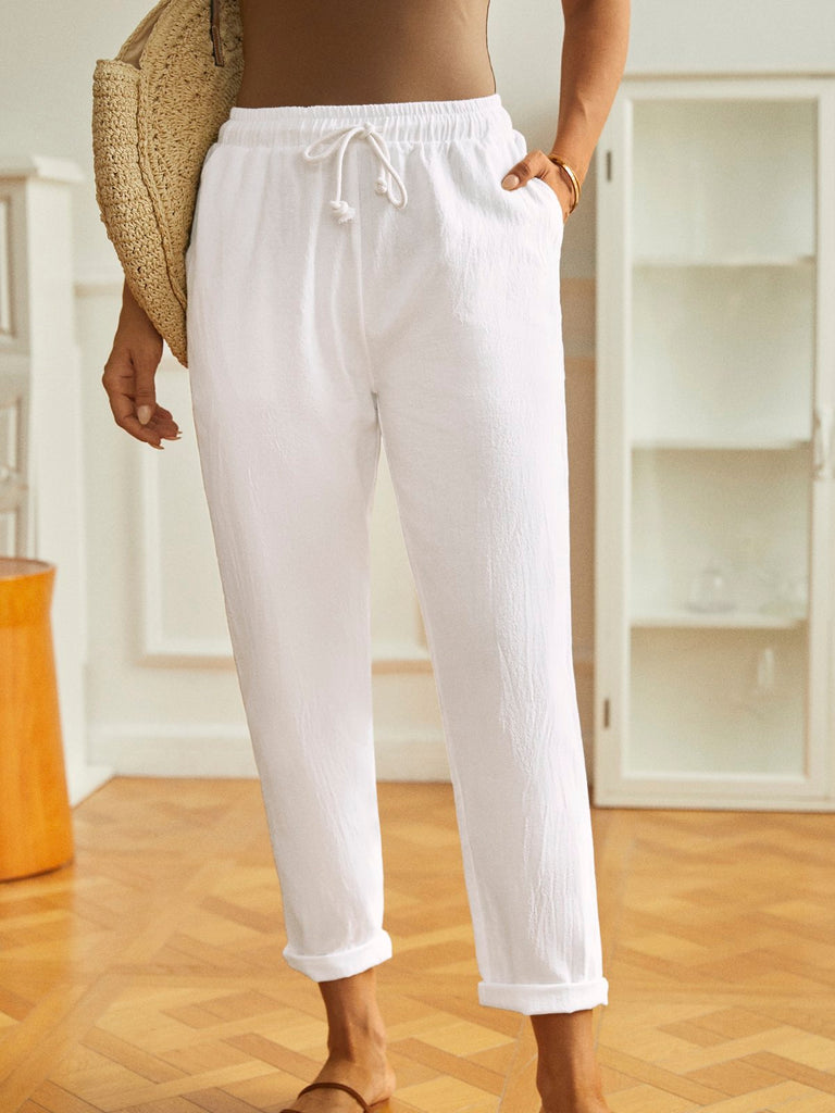 Fashion Plain Cotton Long Pants
