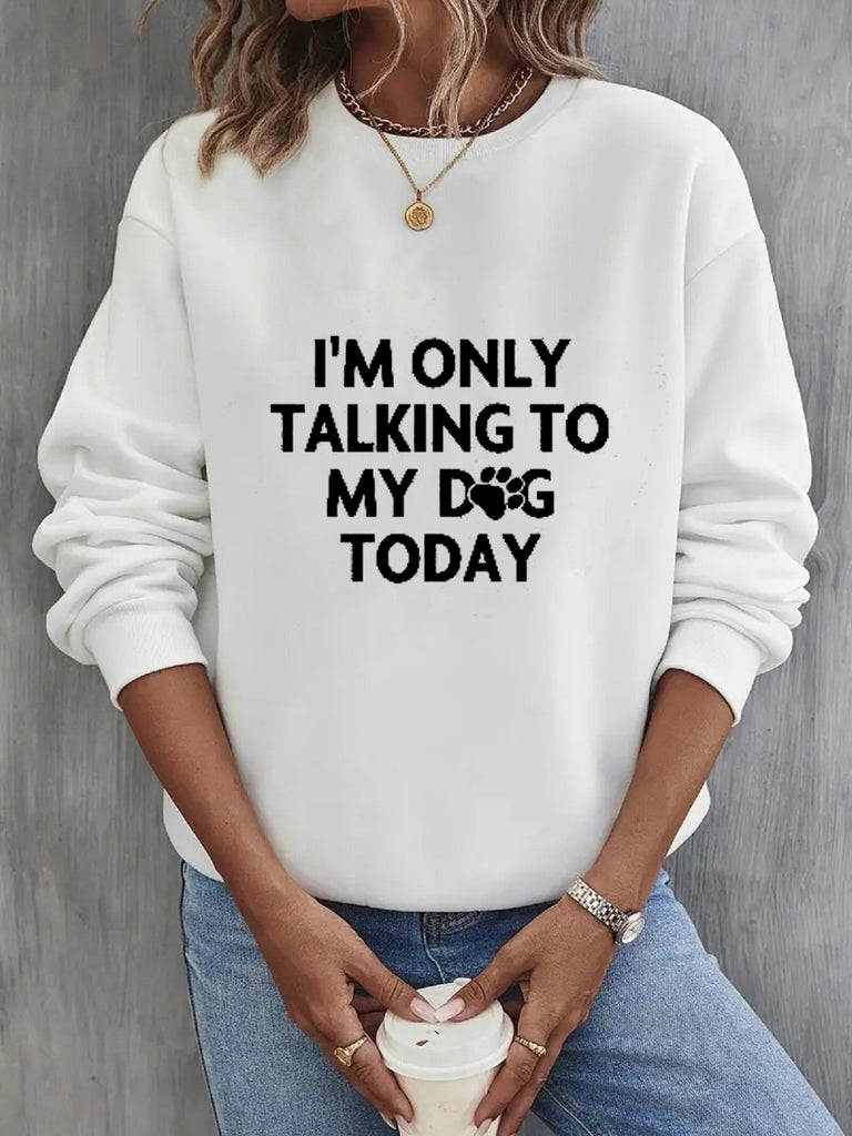 Casual Crew Neck Long Sleeve Text Letters Fashion Regular Sweatshirt