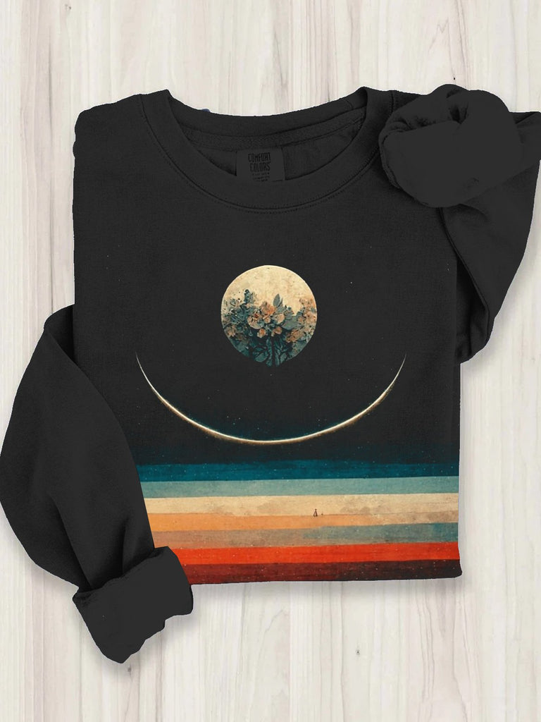 Fashion Crew Neck Long Sleeve Scenery Casual Regular Sweatshirt