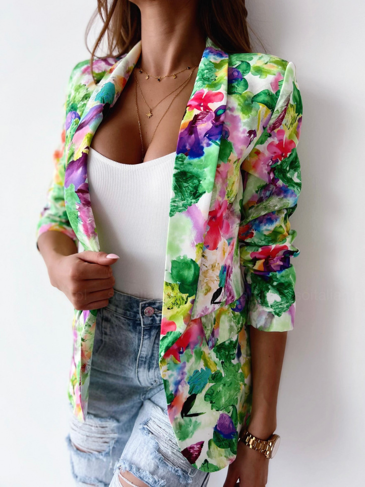 Shawl Collar Long Sleeve Floral Fashion Regular Blazers