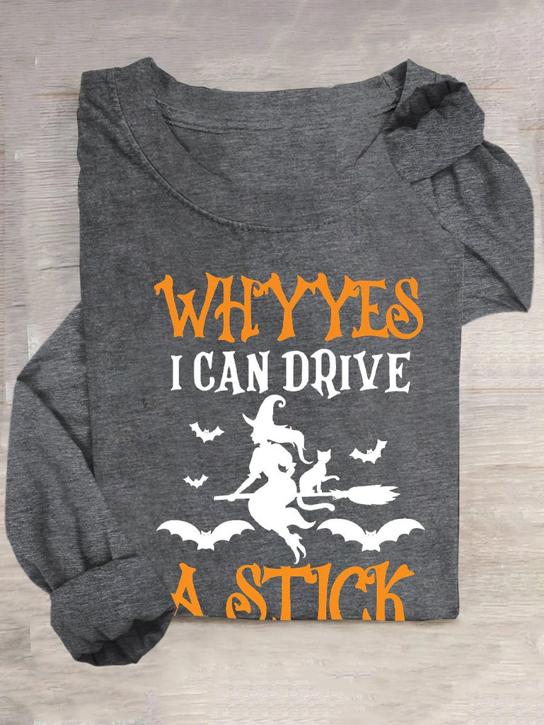 Fashion Crew Neck Long Sleeve Text Letters Loose Regular T-Shirt