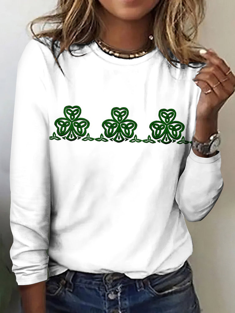 Vintage Crew Neck Long Sleeve Plaid Regular T-Shirt