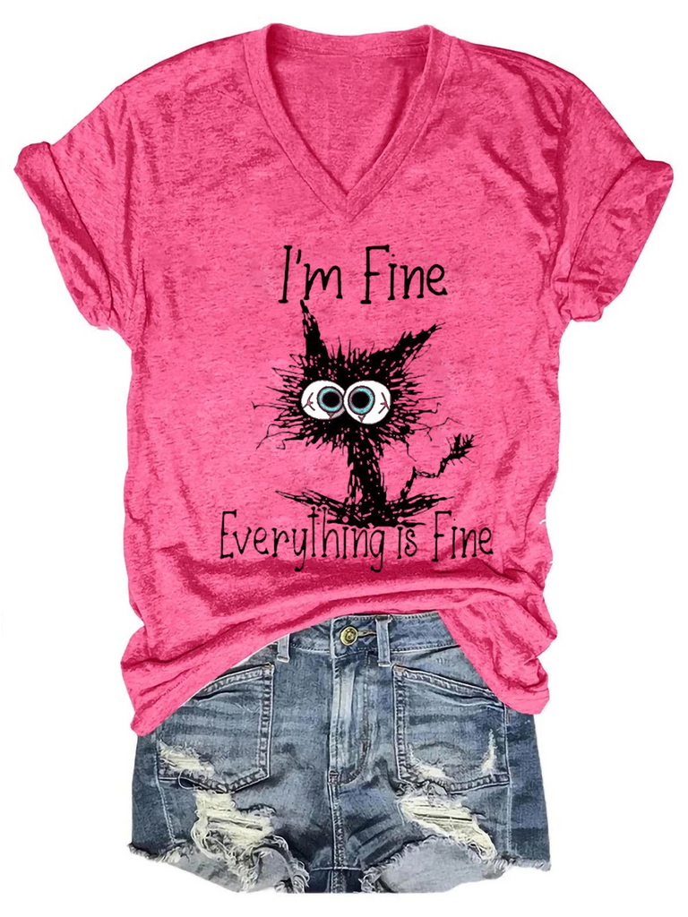 Statement V Neck Short Sleeve Animal Regular T-Shirt