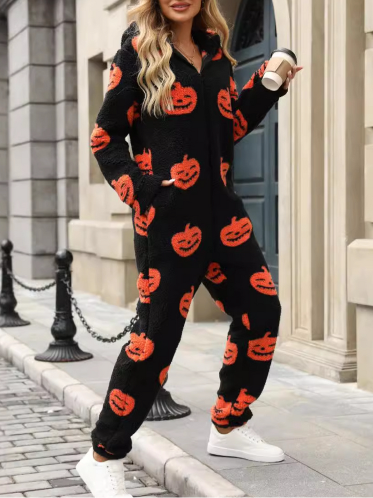 Long Sleeve Hoodie Halloween Fashion Long Jumpsuit