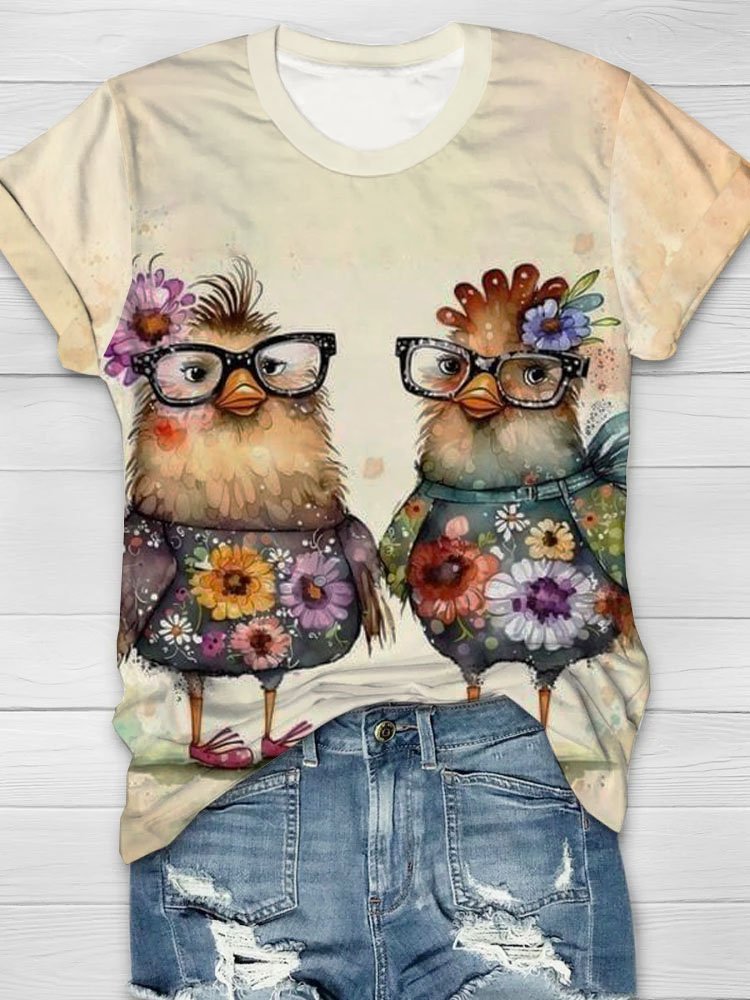 Loose Short Sleeve Crew Neck Turkey Fashion Regular T-Shirt