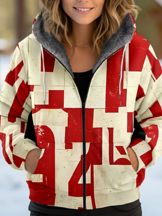Loose Hoodie Long Sleeve Geometric Fashion Regular Jacket