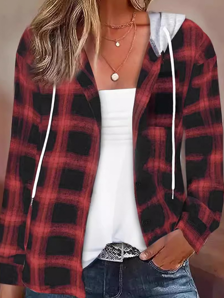Loose Shirt Collar Long Sleeve Plaid Fashion Regular Shirt