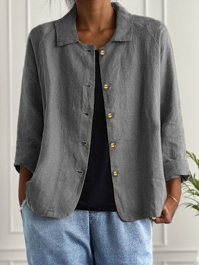Loose Shawl Collar Long Sleeve Plain Fashion Regular Jacket