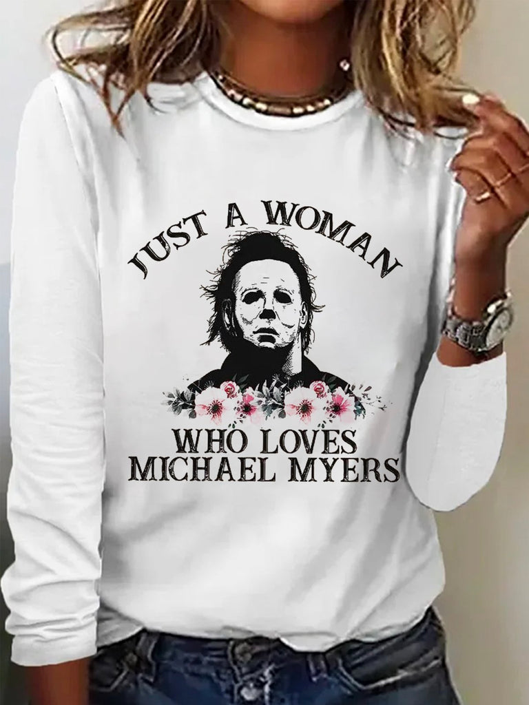 Crew Neck Long Sleeve Letter Pattern Casual Regular T-Shirt