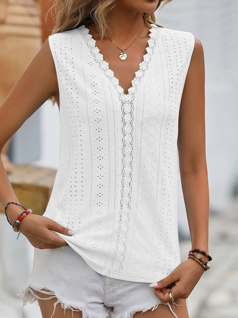 Fashion V Neck Sleeveless Plain Loose Regular Blouses