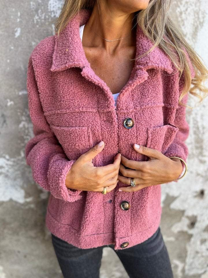 Loose Shawl Collar Long Sleeve Plain Fashion Regular Jacket