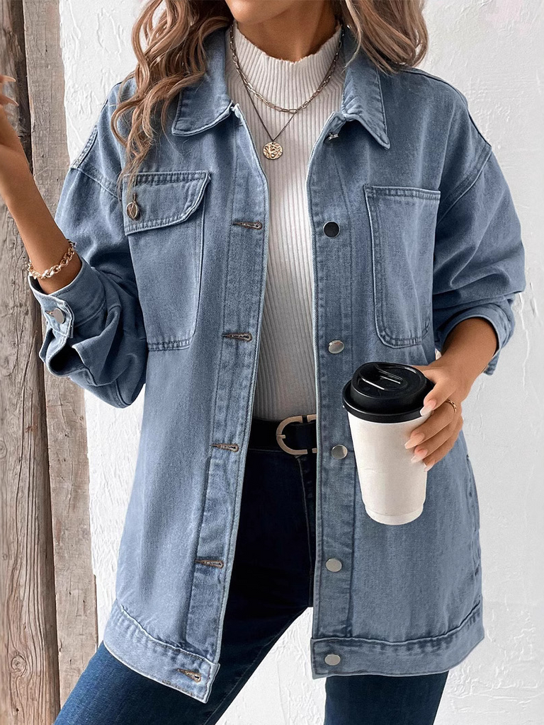Loose Shawl Collar Long Sleeve Plain Fashion Regular Jacket
