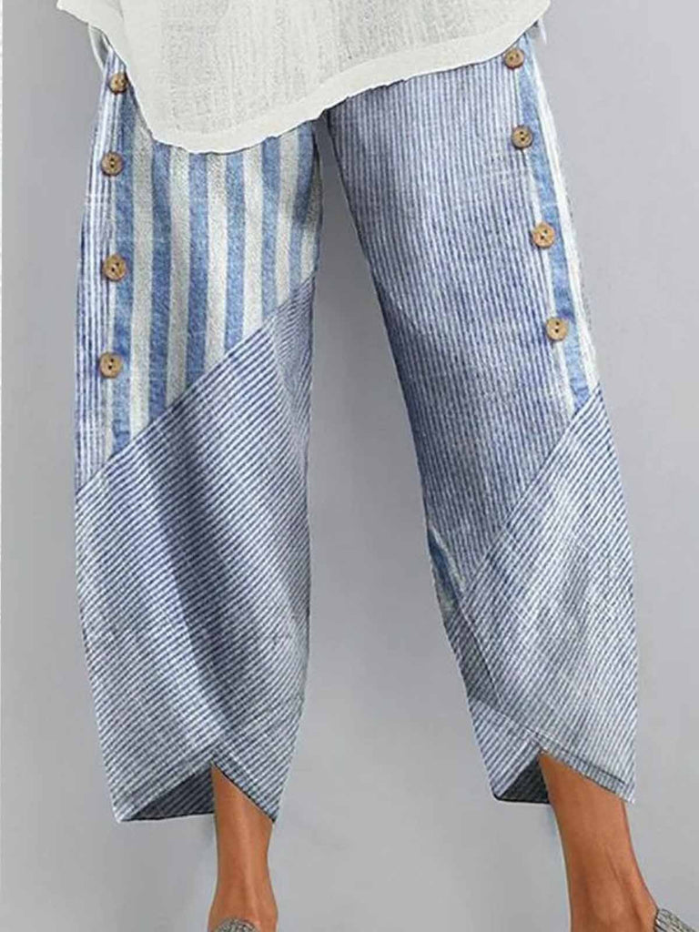 Fashion Striped Loose Ankle Pants
