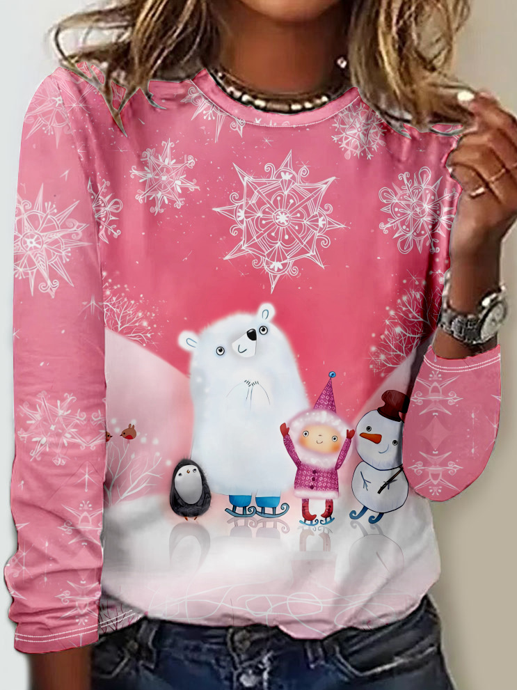Casual Crew Neck Long Sleeve Ethnic Fashion Regular T-Shirt