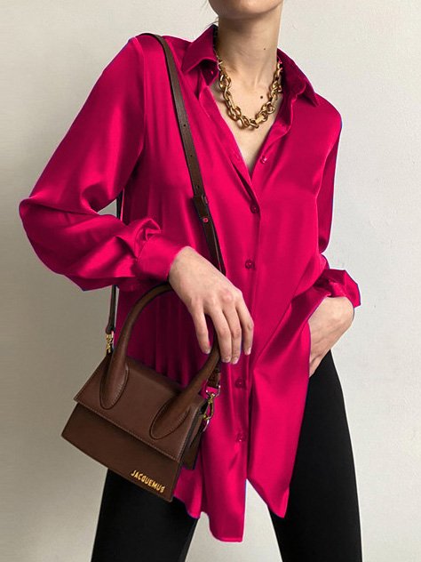 Long Sleeve Shirt Collar Plain Fashion Regular Shirt