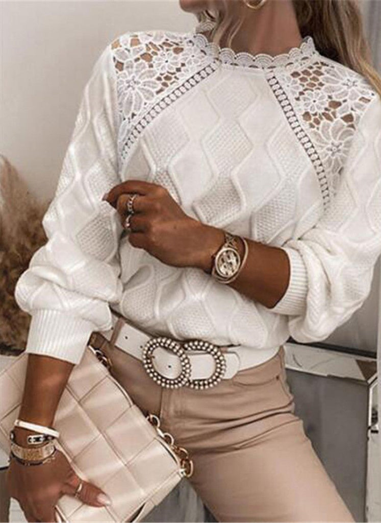 Fashion Long Sleeve Plain Loose Regular Sweater