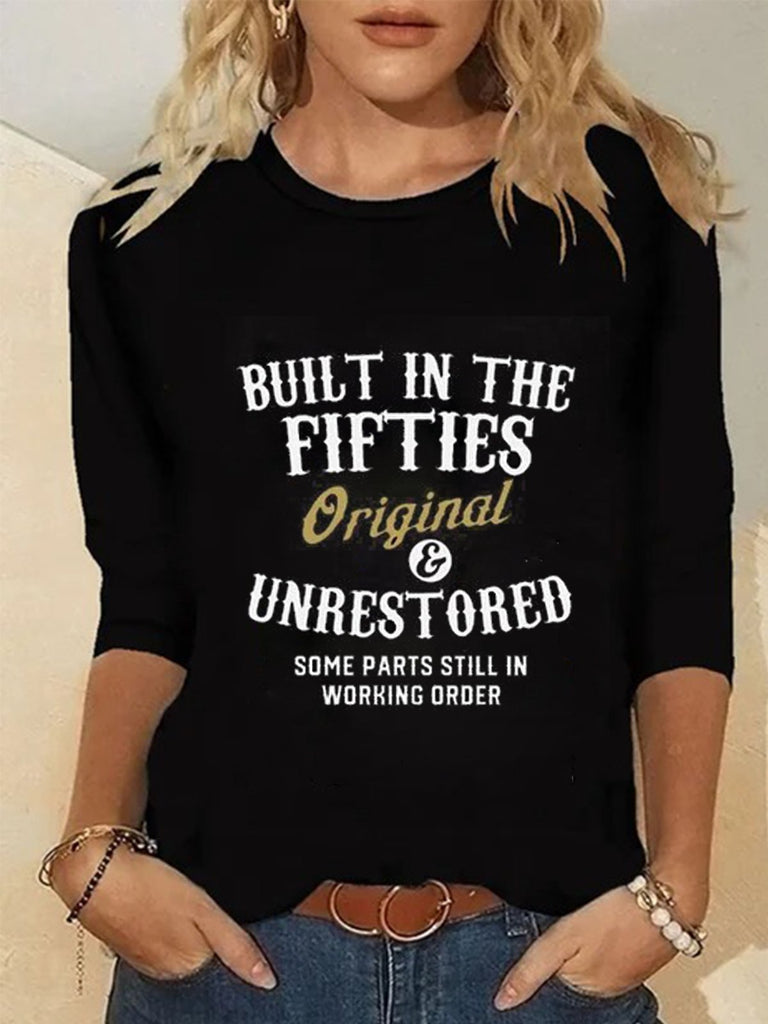 Casual Crew Neck Long Sleeve Letter Regular T-Shirt