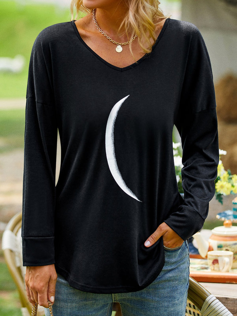Fashion Crew Neck Long Sleeve Plain Regular T-Shirt