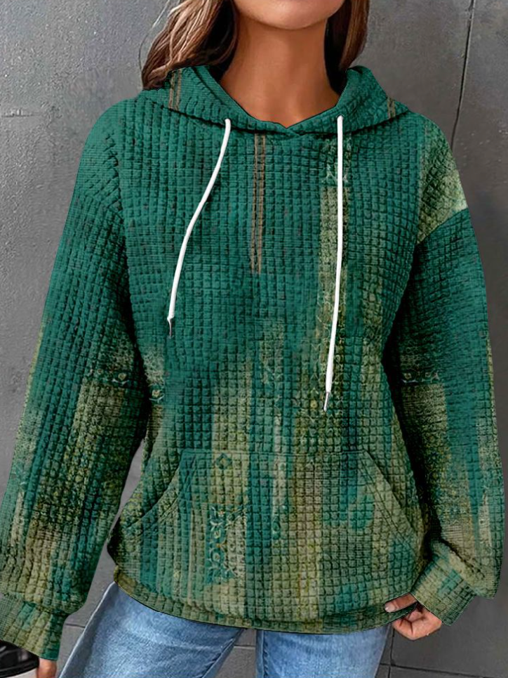 Casual Long Sleeve Hoodie Floral Zipper Fashion Regular Sweatshirt