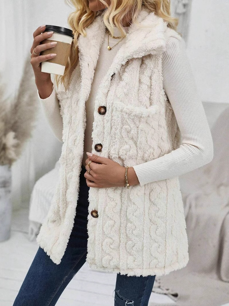 Loose Hooded Sleeveless Plain Fashion Regular Vest