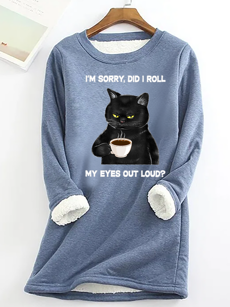Crew Neck Long Sleeve Cat Fashion Regular Blouses