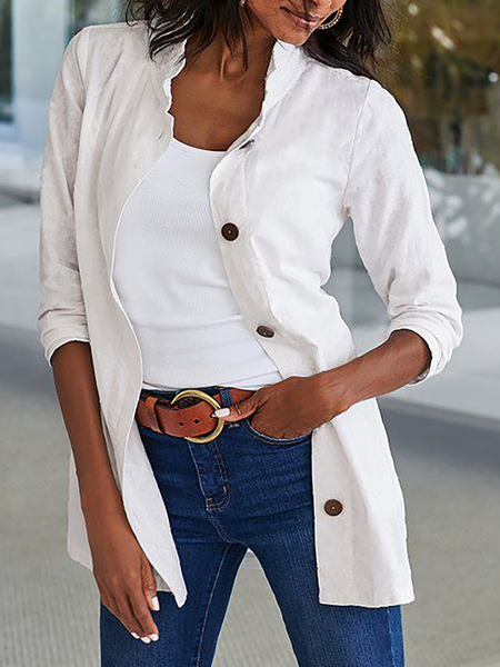 Fashion Long Sleeve Plain Regular Coat