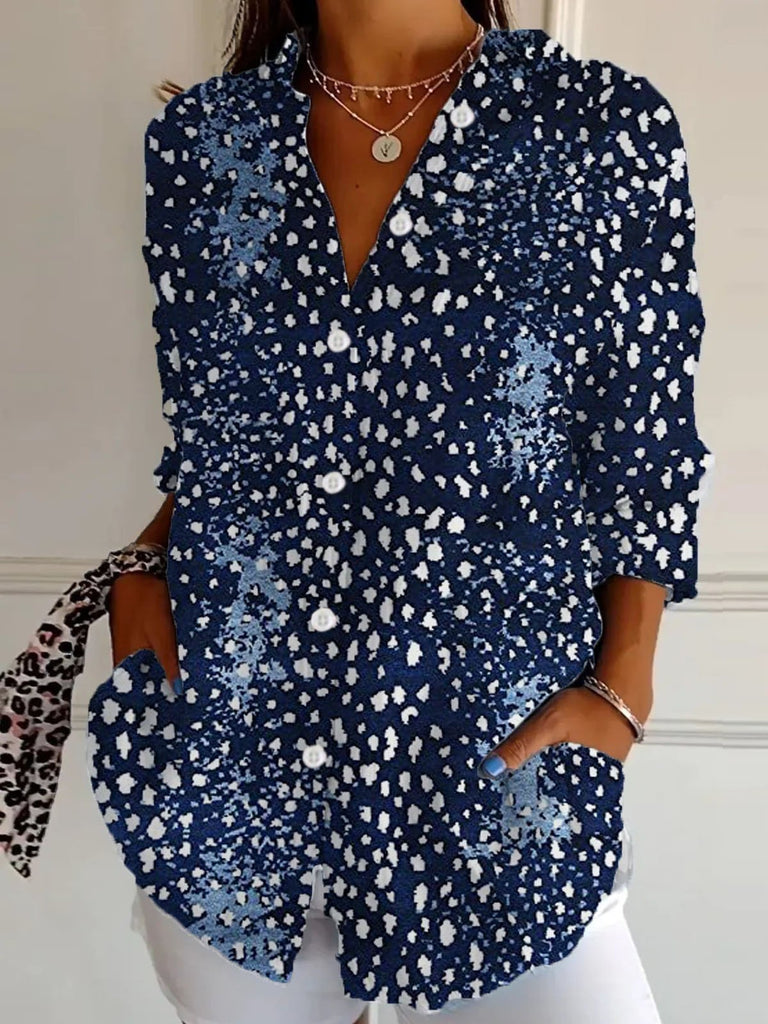 Loose Long Sleeve Shirt Collar Ethnic Fashion Regular Shirt