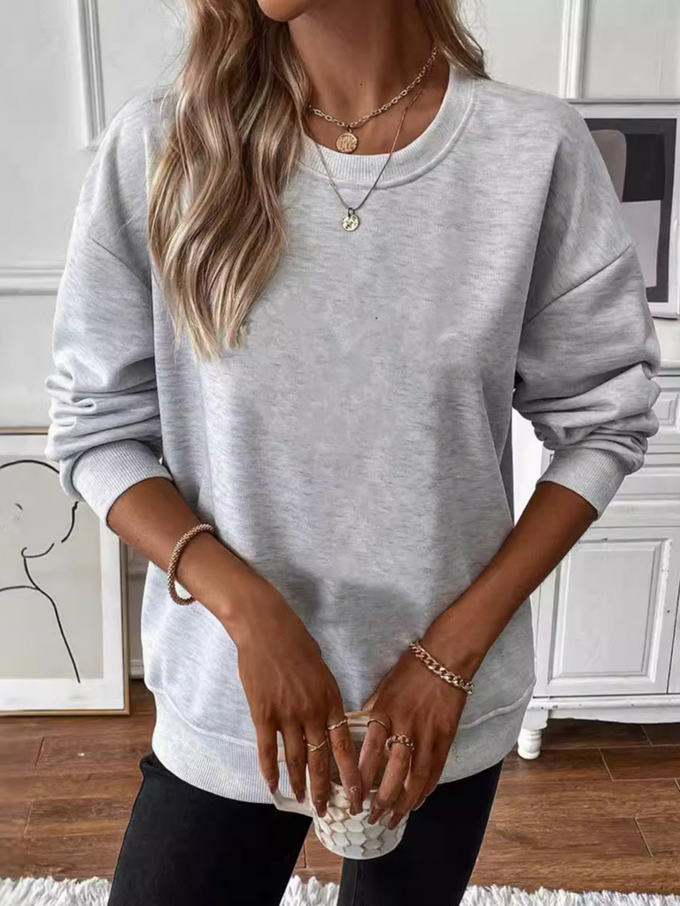 Casual Crew Neck Long Sleeve Plain Regular Sweatshirt