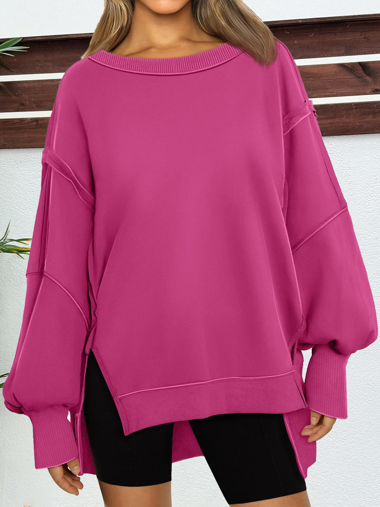 Fashion Crew Neck Long Sleeve Plain Casual Regular Sweatshirt