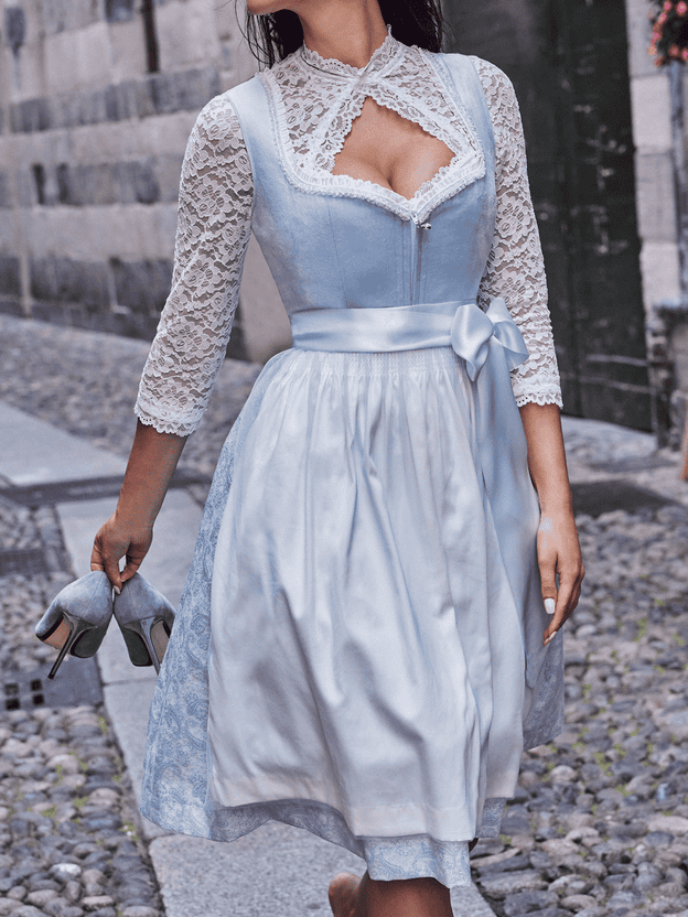 Vintage 3/4 Sleeve Sweetheart Neckline Plain Midi Dress