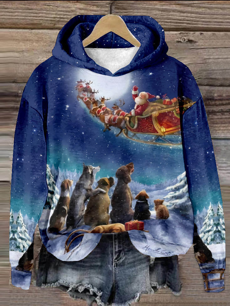 Casual Long Sleeve Hoodie Christmas Zipper Fashion Regular Sweatshirt