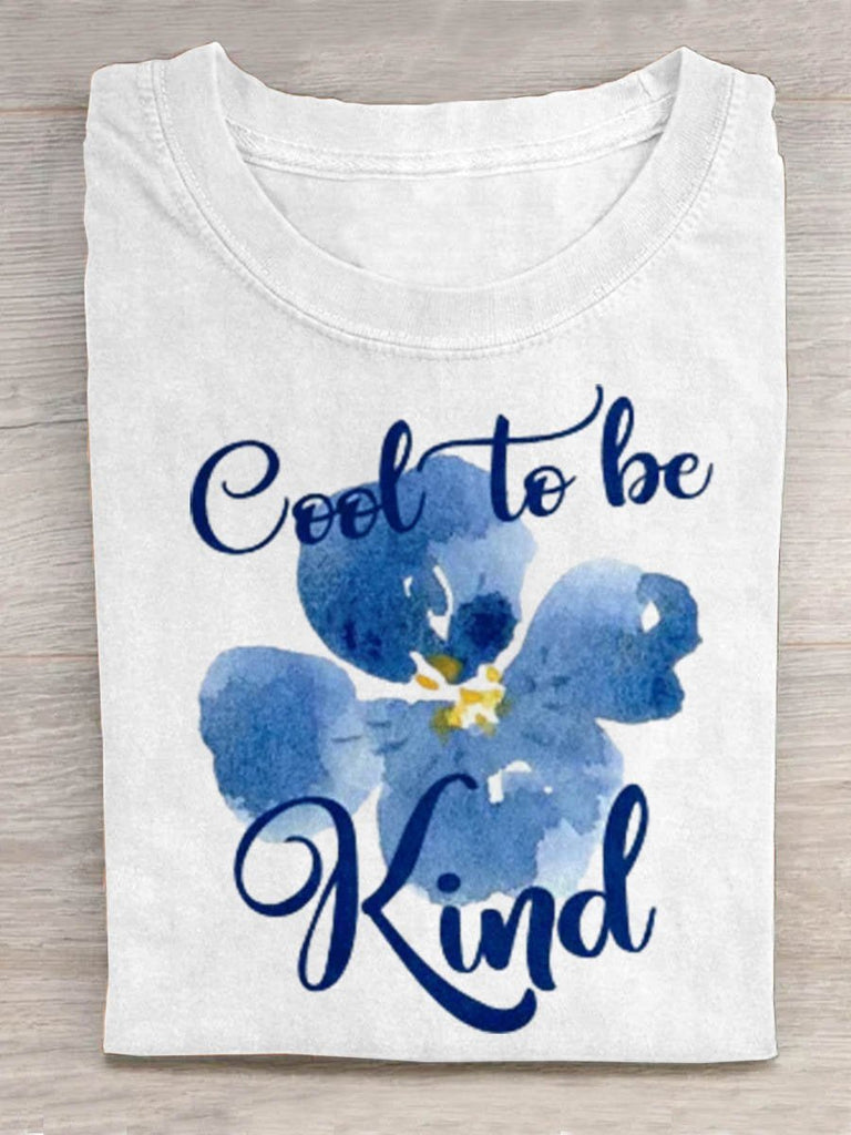 Fashion Short Sleeve Crew Neck Floral Casual Regular T-Shirt