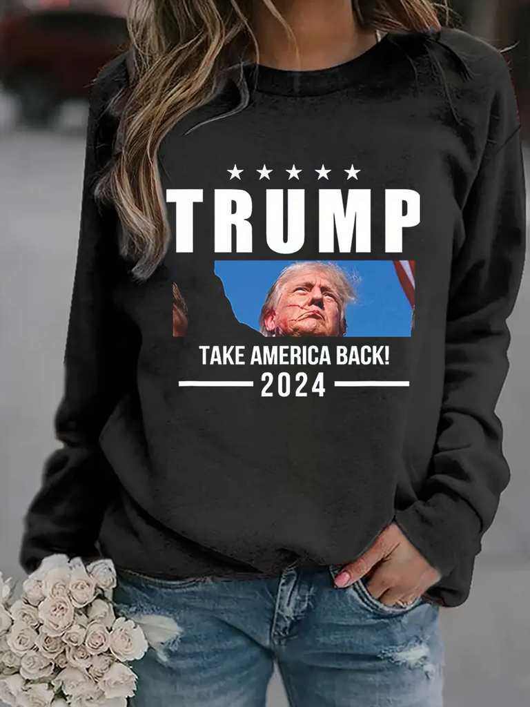 Casual Crew Neck Long Sleeve Text Letters Fashion Regular Sweatshirt