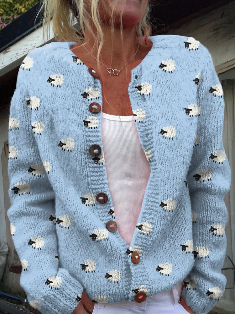 Crew Neck Long Sleeve Color Block Fashion Regular Cardigan