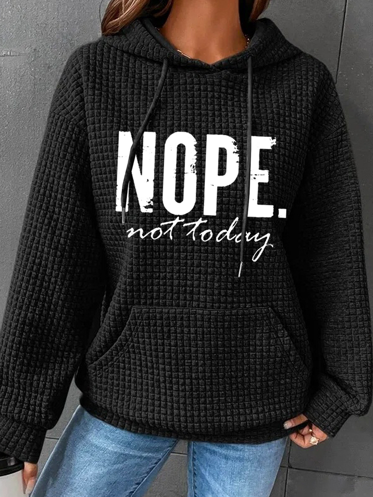Fashion Long Sleeve Hoodie Text Letters Simple Regular Hoodie