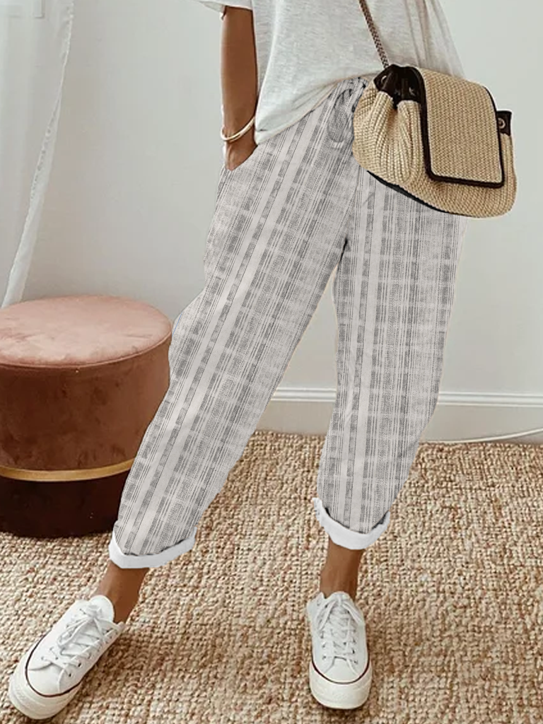 Fashion Plaid Loose Ankle Pants