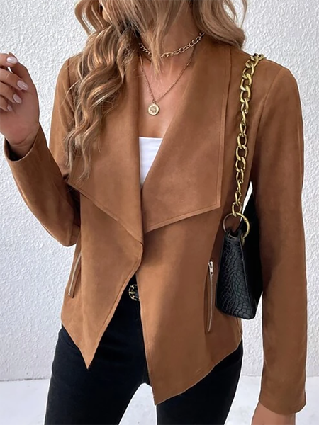 Long Sleeve Plain Zipper Fashion Regular Jacket